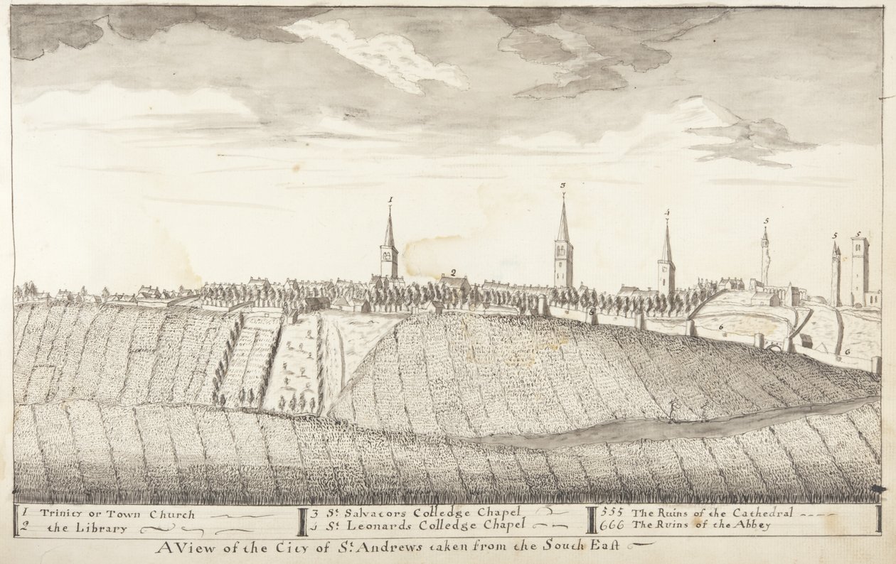 St Andrews Delineated - Una vista della città di St Andrews presa da sud-est da John Oliphant