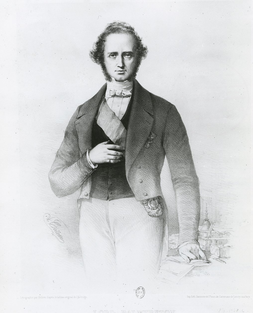 Ritratto di Henry John Temple, Lord Palmerston, inciso da Collette da John Partridge