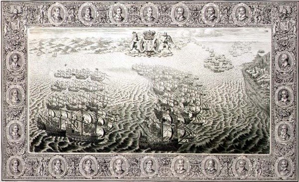 Armada (incisione da un arazzo) da John Pine