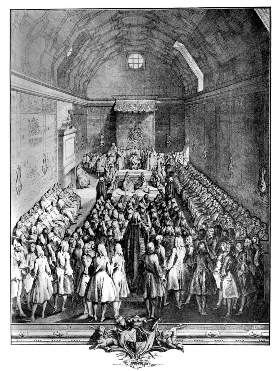 Interno della Camera dei Lord, Westminster, nel 1742, c1902-1905 da John Pine