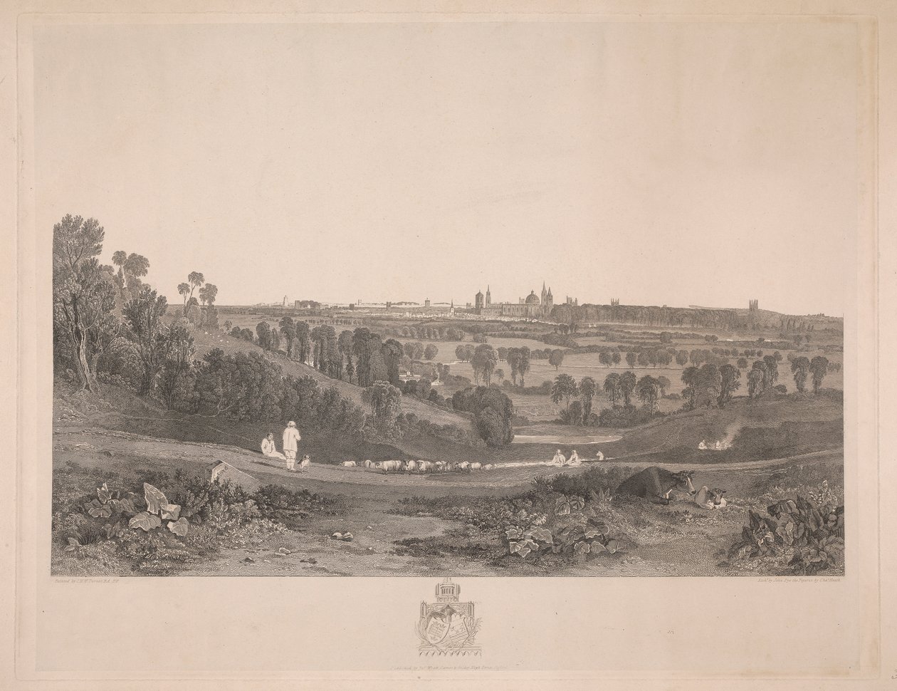 Una vista di Oxford dalla strada di Abingdon da John Pye