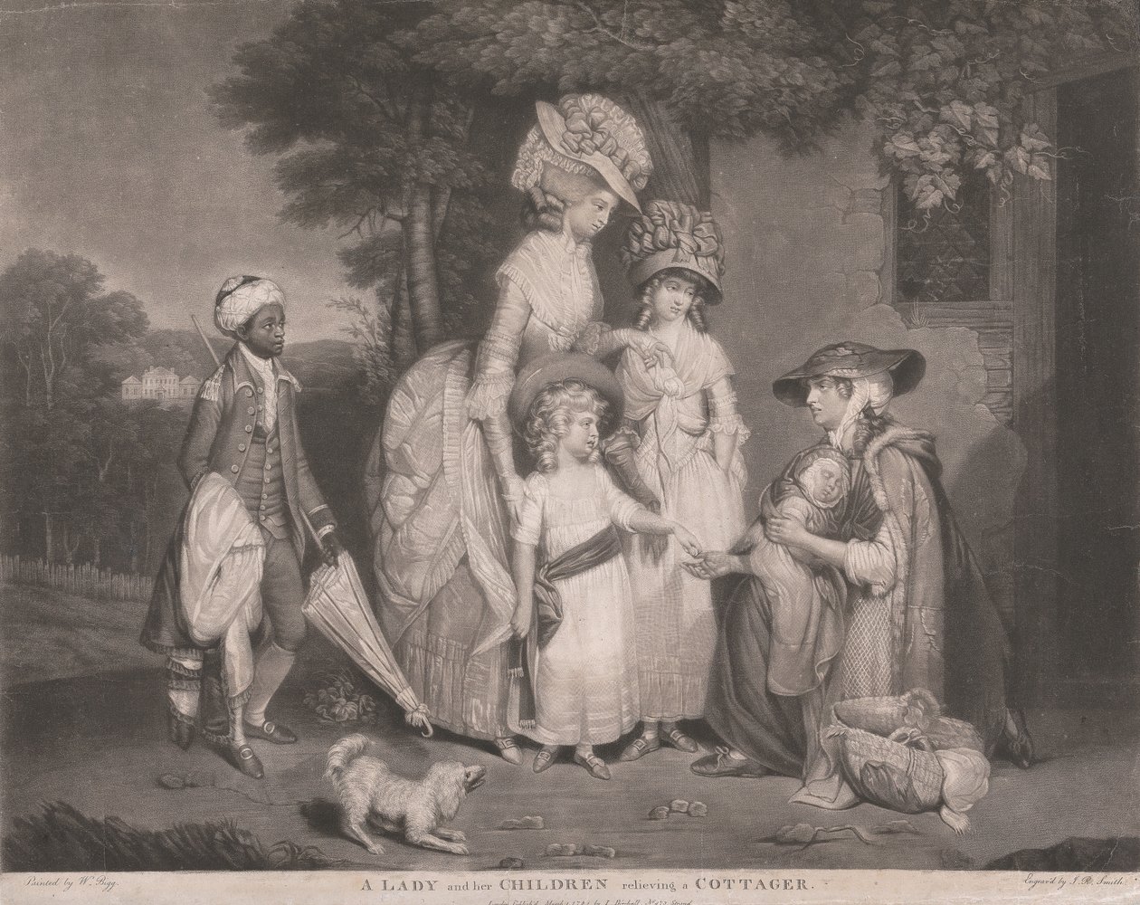Una dama e i suoi figli soccorrono una contadina da John Raphael Smith