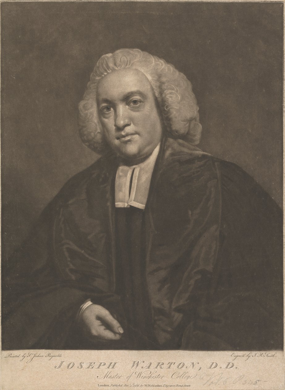 Joseph Warton, maestro del Winchester College da John Raphael Smith