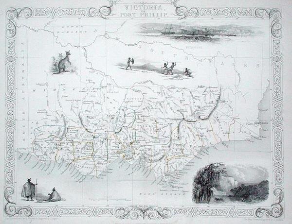 Victoria o Port Phillip, Australia, da una serie di mappe mondiali pubblicate da John Tallis & Co, New York e Londra da John Rapkin