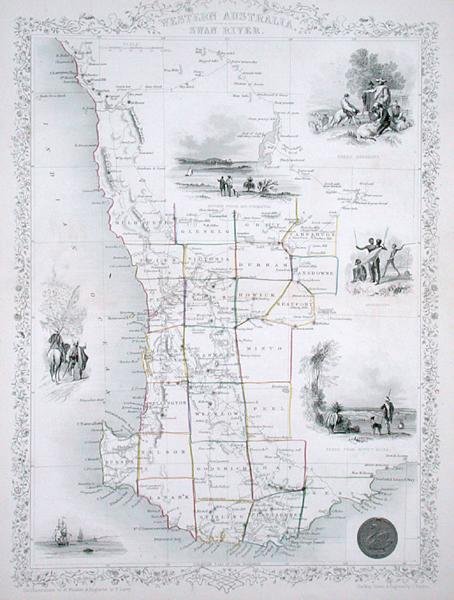 Australia Occidentale, da una Serie di Mappe del Mondo pubblicate da John Tallis & Co., Londra & New York da John Rapkin