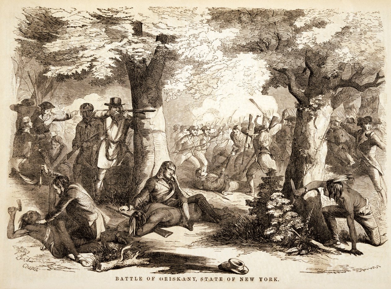 Battaglia di Oriskany, Stato di New York, pub. 1867 da John Reuben Chapin