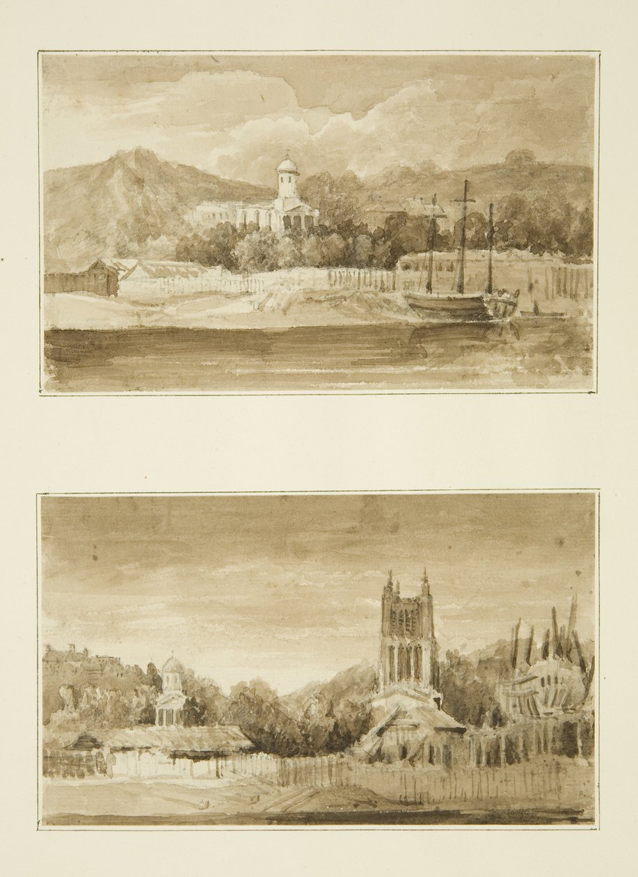 Due vedute della cappella di San Giorgio dal porto da John Reverend Eden