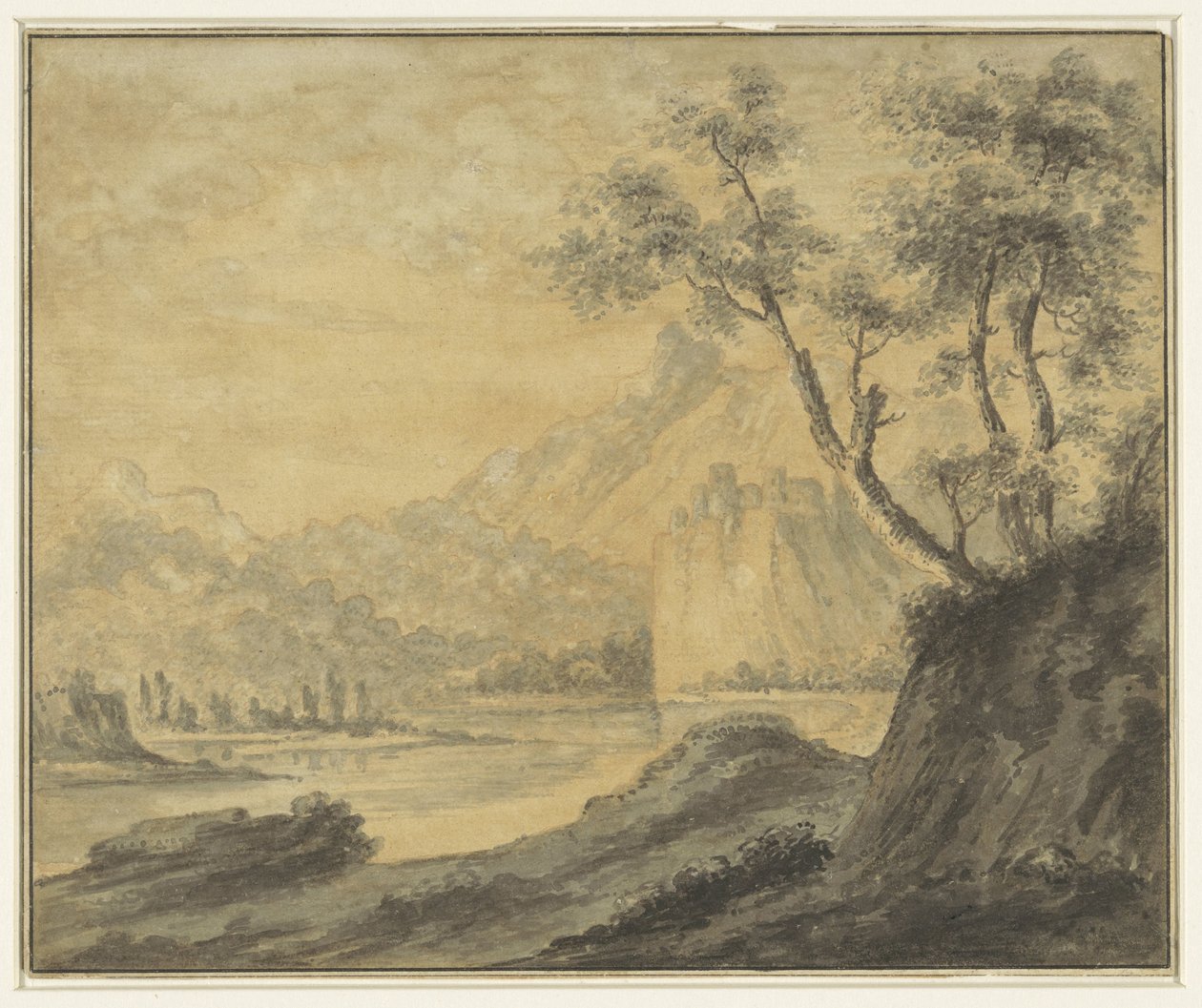 Paesaggio fluviale con rocce da John Robert Cozens (manner of)