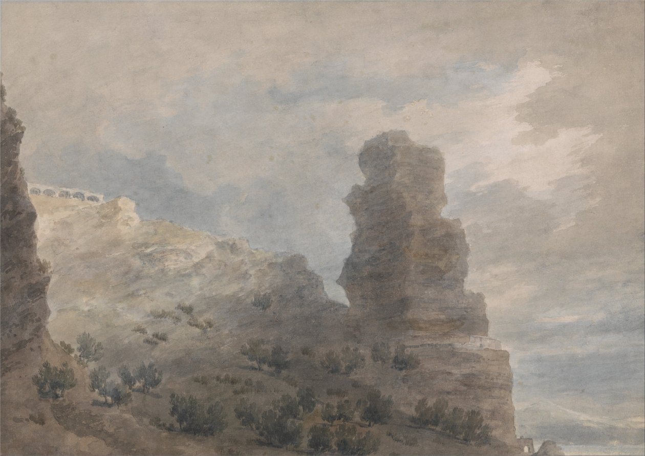 Una vista dalla locanda di Terracina da John Robert Cozens