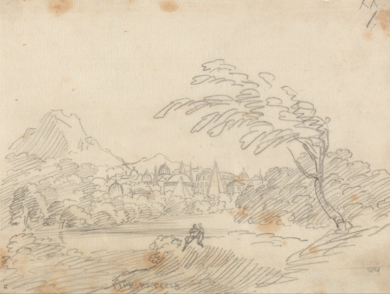 Vista lontana di una città immaginaria da John Robert Cozens