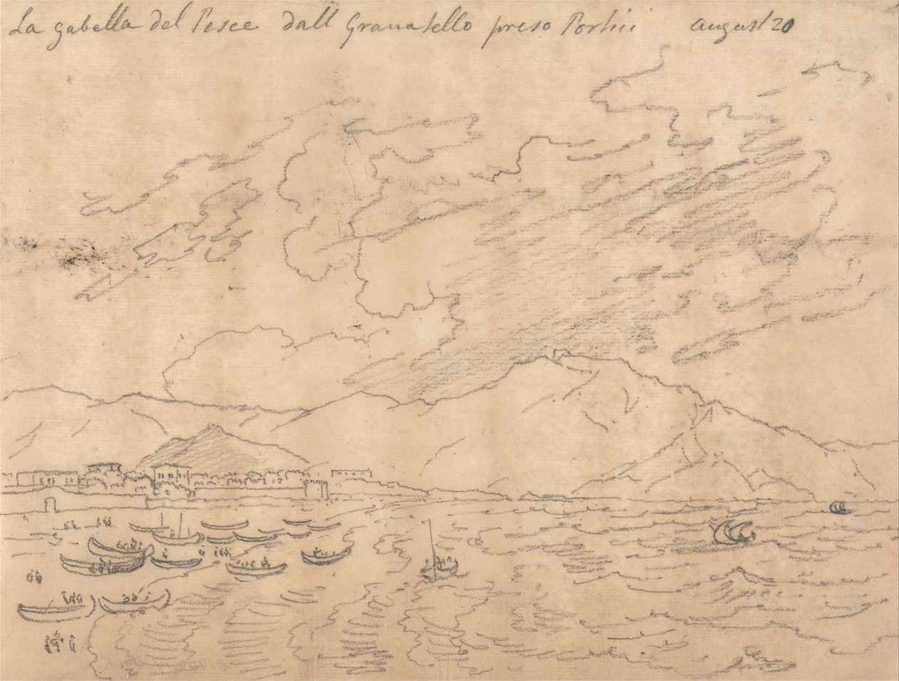La Gabella del Pesce dall Granabello Preso Portici, August 20 da John Robert Cozens