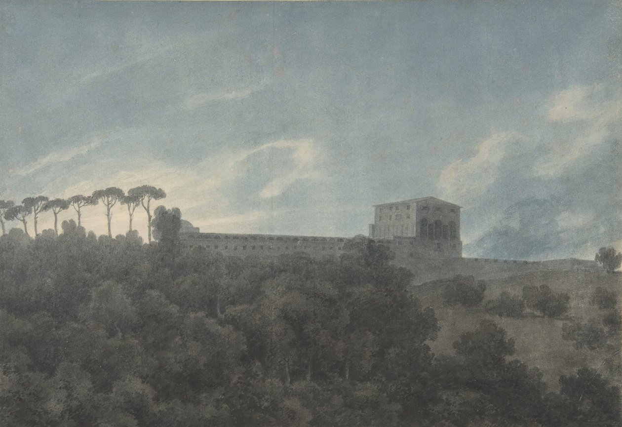 Veduta della Villa Lante sul Gianicolo a Roma da John Robert Cozens