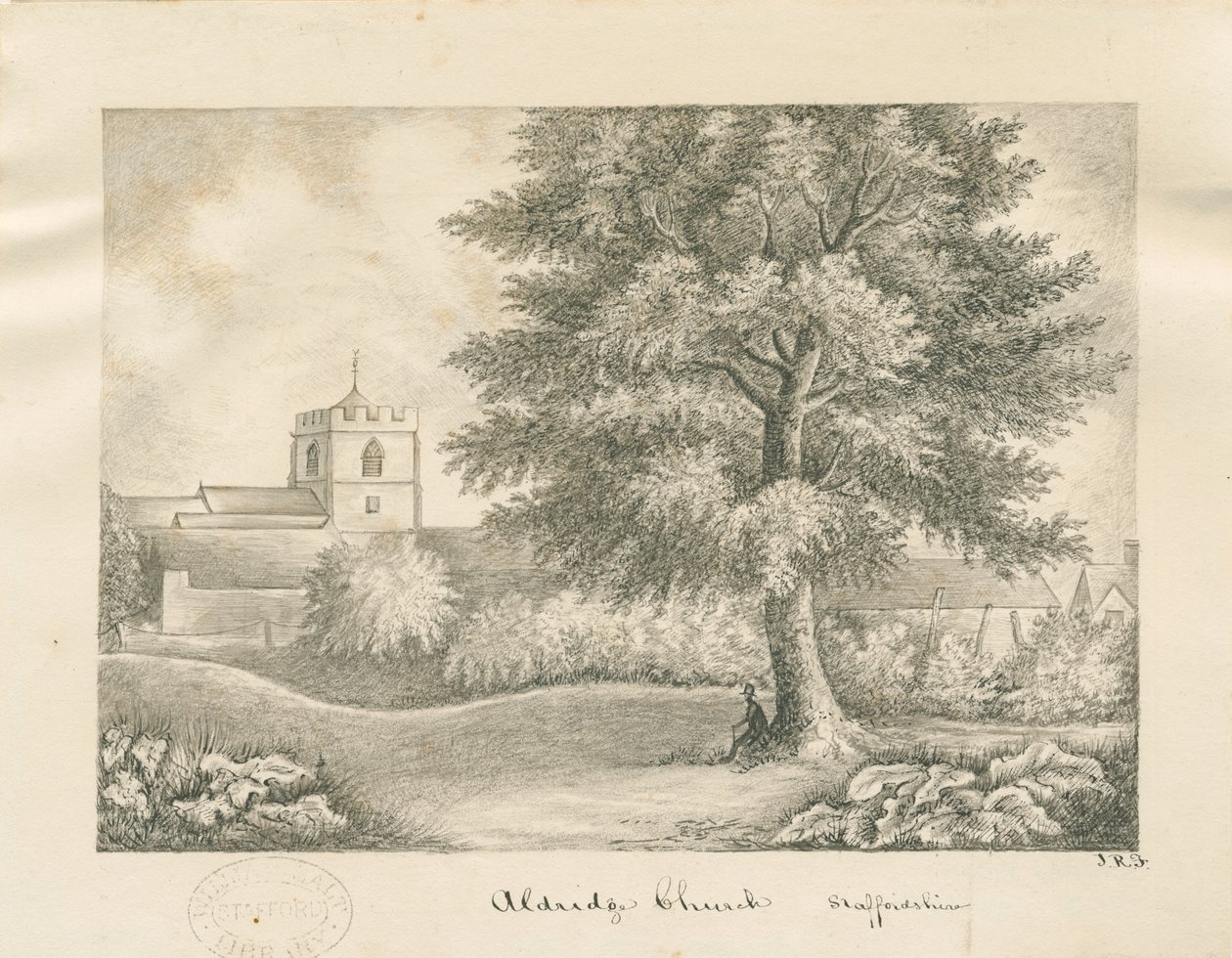 Chiesa di Aldridge: disegno a penna e lavaggio, nd [19° sec.] da John Robert Fernyhough