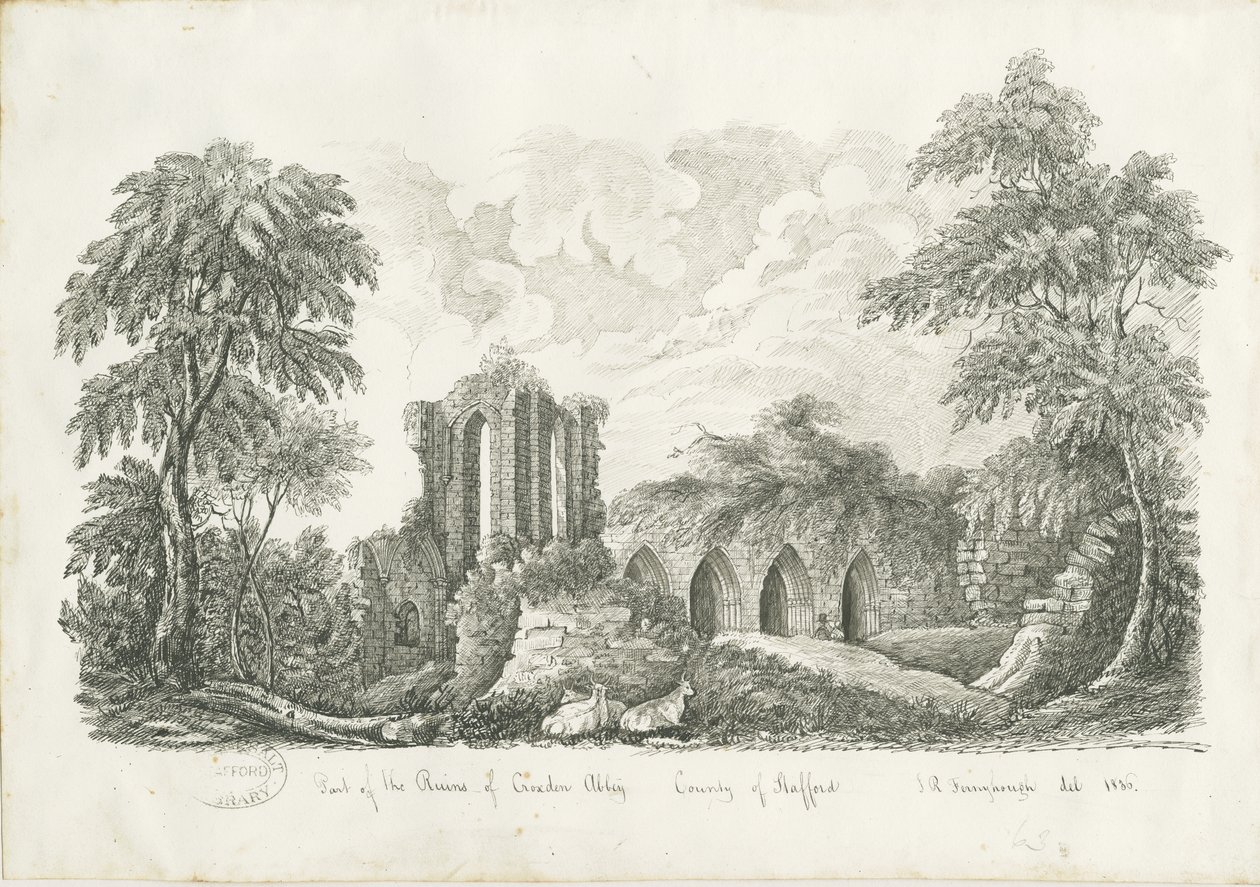 Abbazia di Croxden: disegno a penna e inchiostro da John Robert Fernyhough