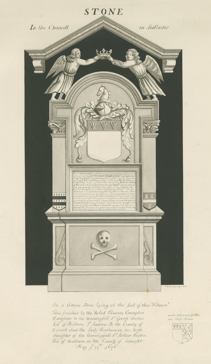 Stone - Tomba di Thomas Crompton: disegno seppia da John Robert Fernyhough