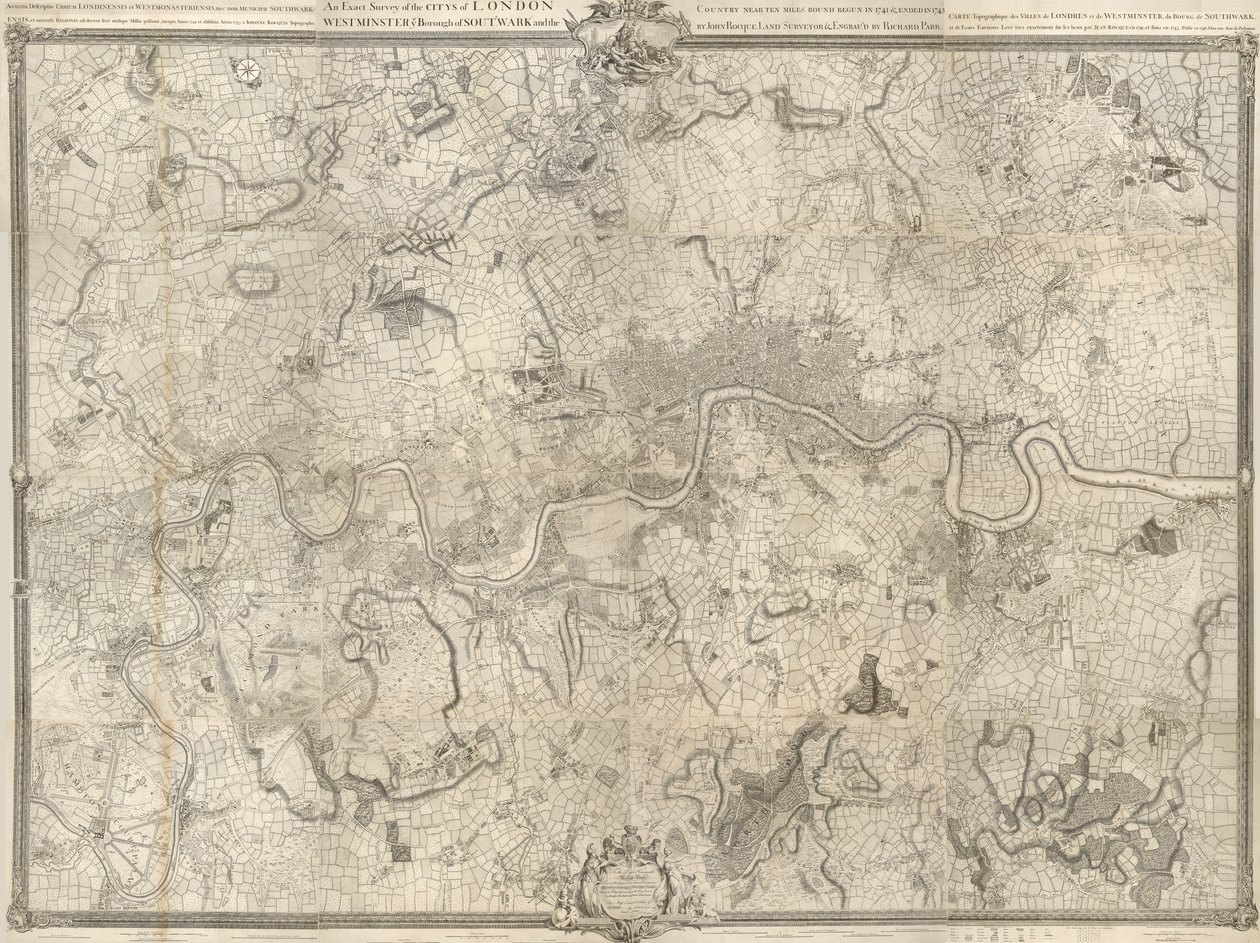 Mappa del XVIII secolo di Londra. Un