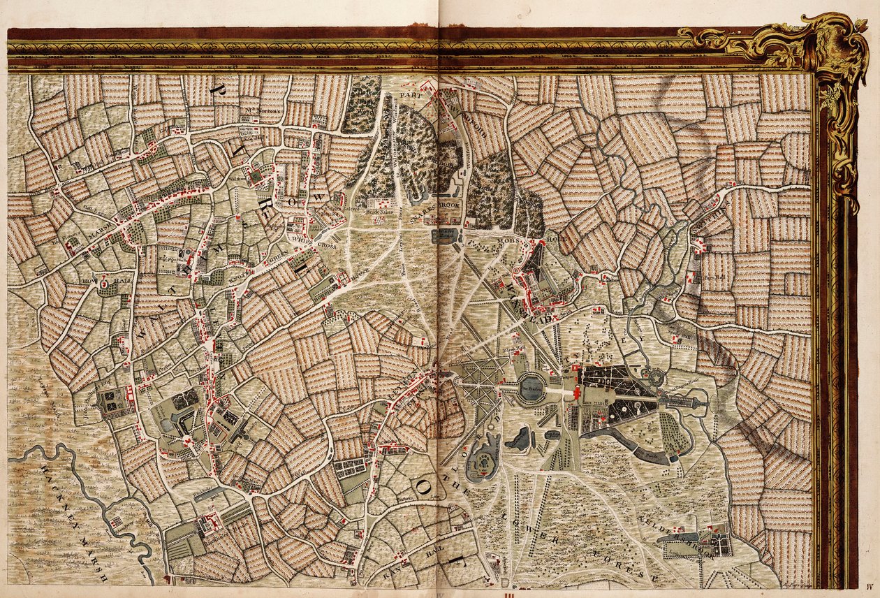 Mappa di Hackney, Waltham e Wanstead da John Rocque