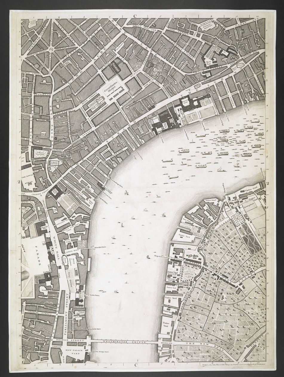 Piano di Londra, The Strand, Westminster bridge, un piano delle città di Londra e Westminster, e del borgo di Southwark; : con gli edifici contigui; Da un