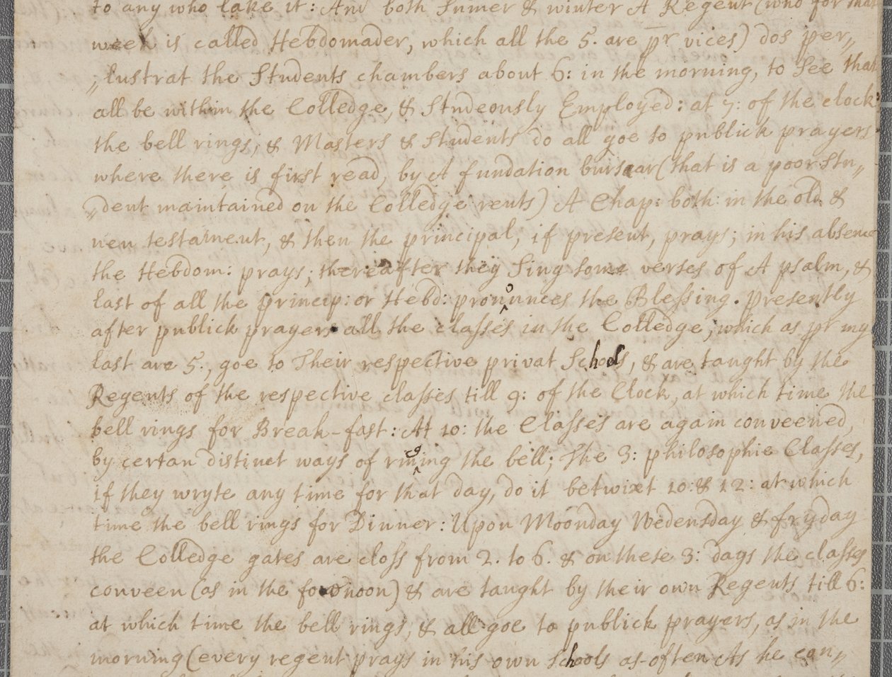 Lettera di John Row, studente a St Andrews, a suo zio, 1691 da John Row