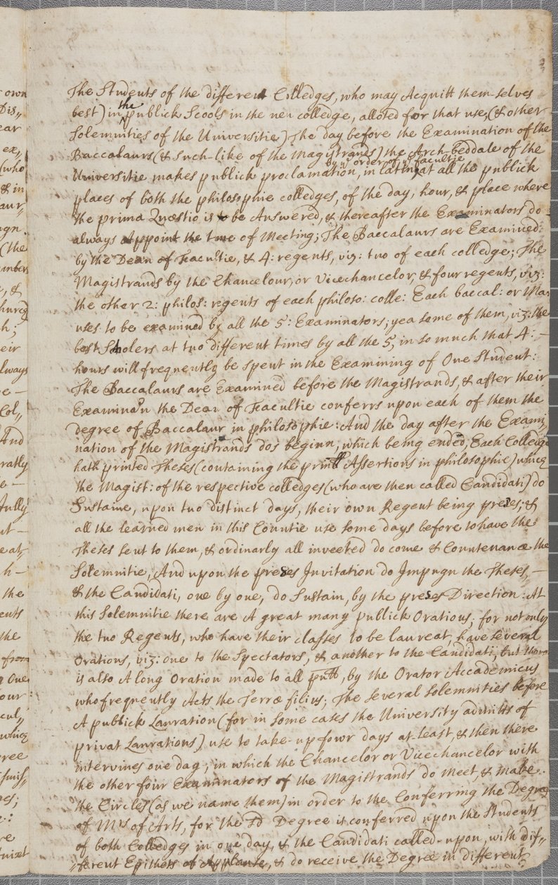 Lettera di John Row, studente a St Andrews, a suo zio, 1691 da John Row