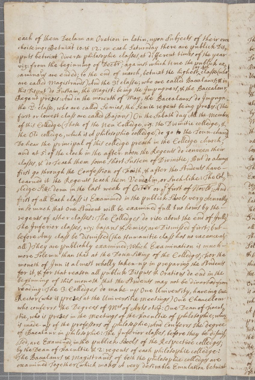 Lettera di John Row, studente a St Andrews, a suo zio, 1691 da John Row