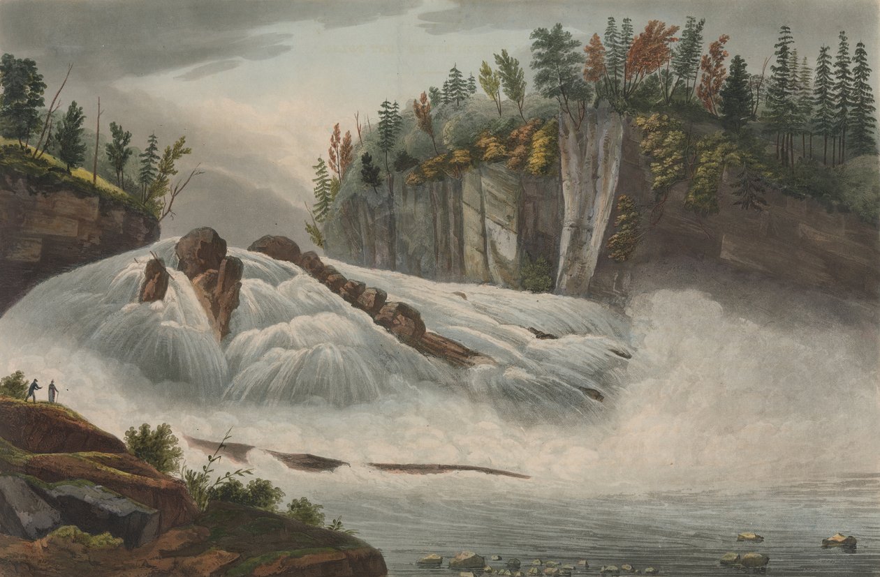 Cascate di Hadley No. 5 del Portfolio del Fiume Hudson, 1821-22 da John Rubens Smith