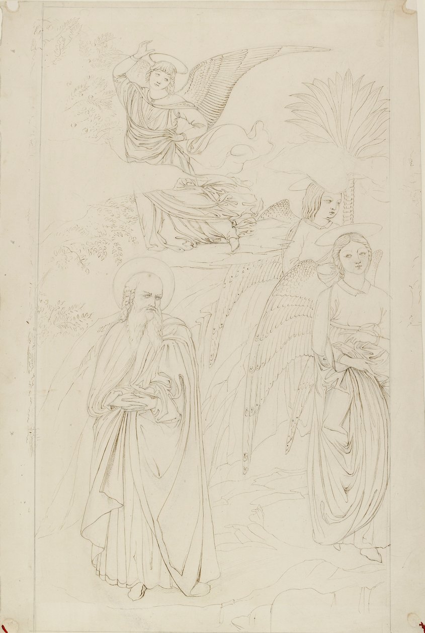 Disegno di Abramo che si separa dagli angeli da Benozzo Gozzoli, 1845 da John Ruskin