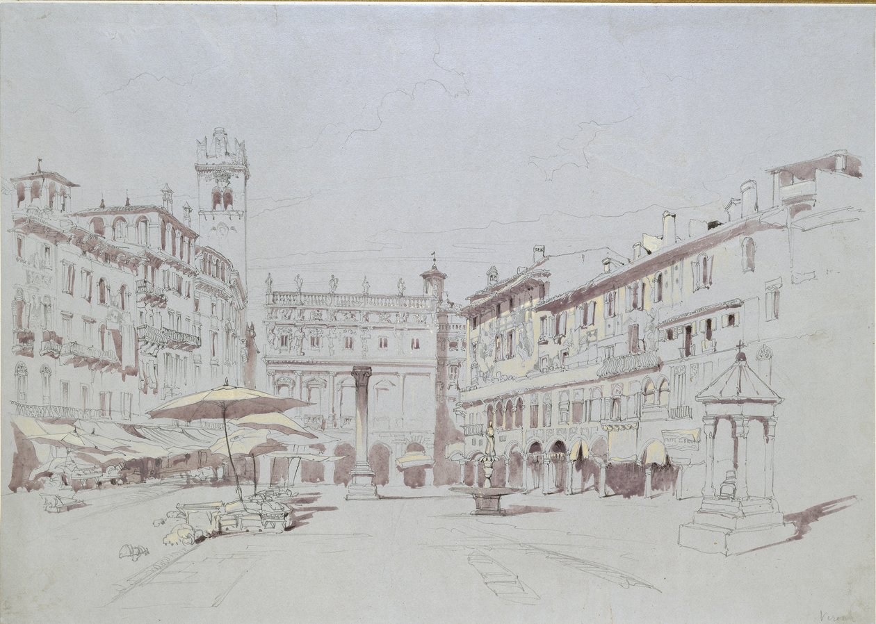 Studio per dettaglio della Piazza delle Erbe, Verona, 19 maggio 1841 da John Ruskin