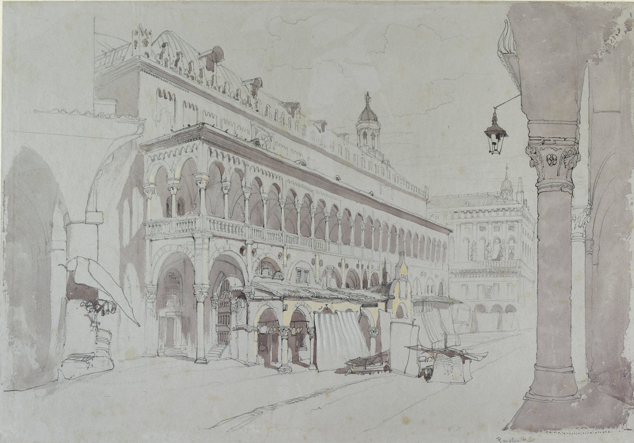 Il Palazzo della Ragione e Piazza delle Erbe, Padova, maggio 1841 da John Ruskin