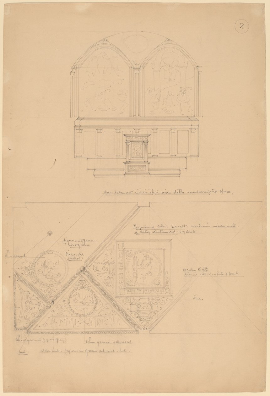 Studio di un altare e pannelli del soffitto da John Russell Pope