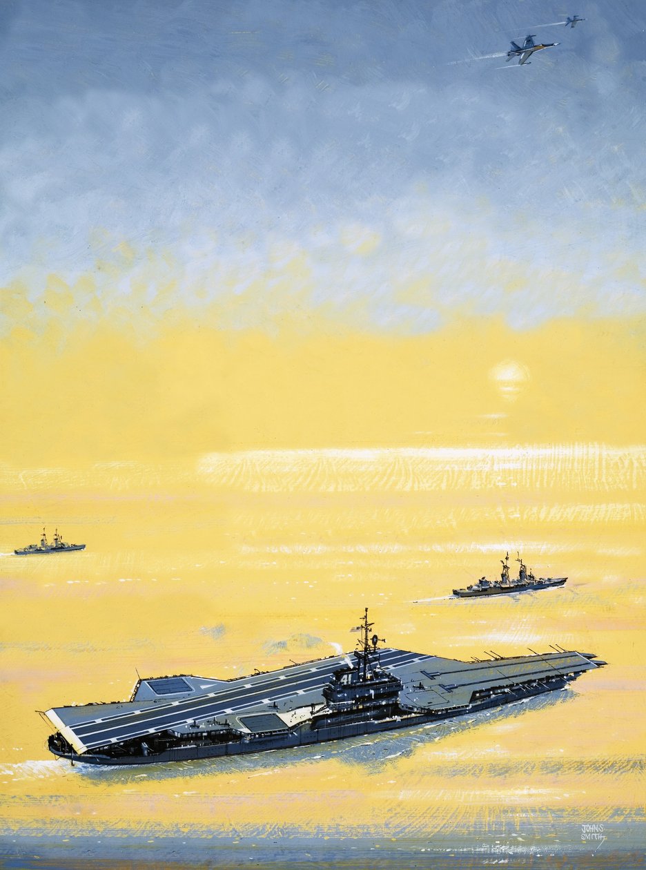 Una portaerei della classe Midway degli Stati Uniti, utilizzata nella Seconda Guerra Mondiale. da John S. Smith