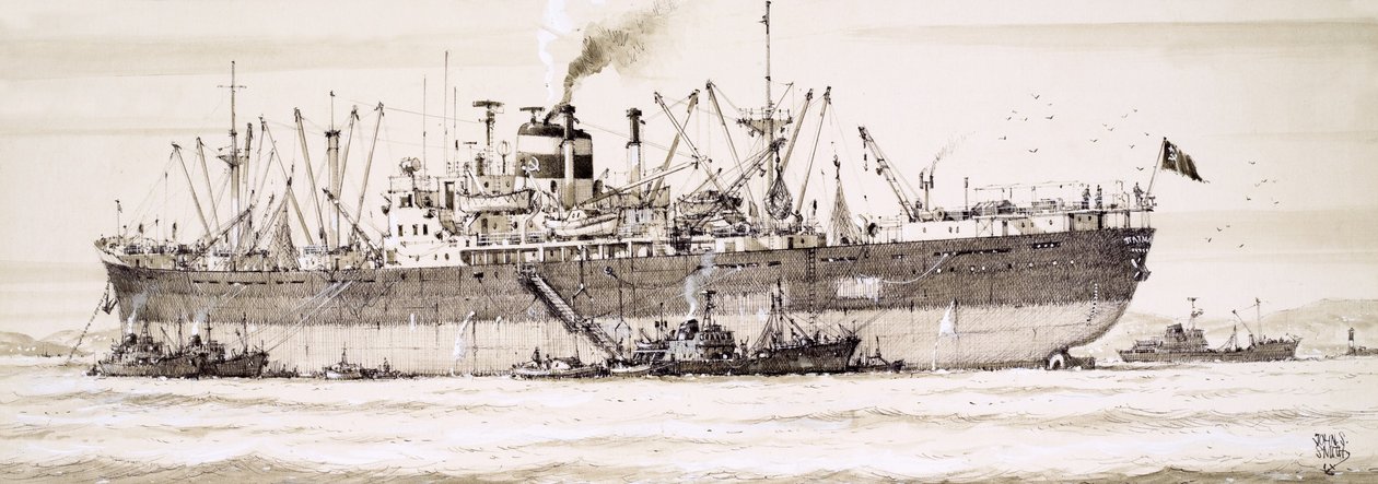 I pescherecci russi sciamano intorno a una nave officina da John S. Smith