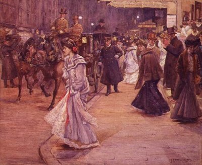 Folla fuori dal teatro da John Sanderson Wells
