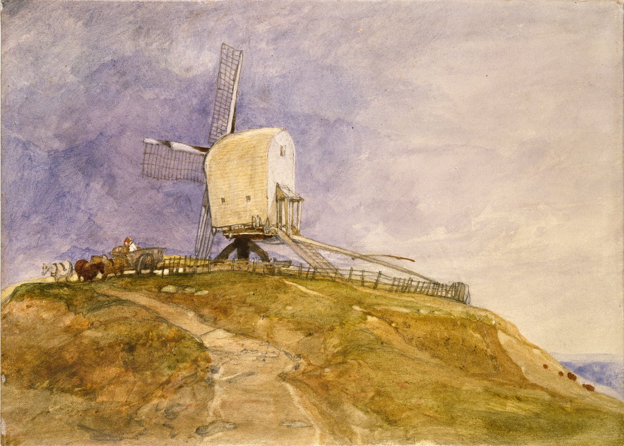 Un mulino a vento su una collina a Eye, Suffolk, inizio XIX secolo da John Sell Cotman
