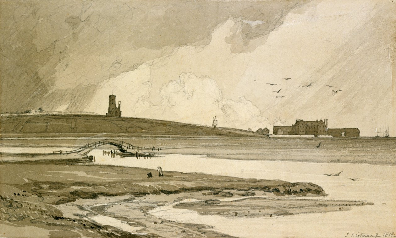 Chiesa di Blakeney e Wiveton Hall, 1818 da John Sell Cotman