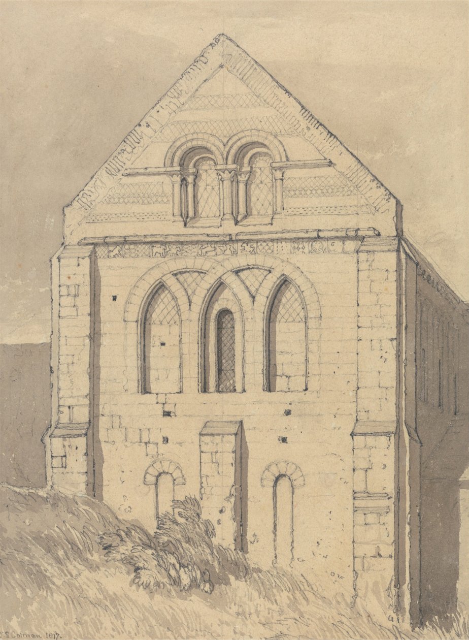 Chiesa di Graville presso Havre de Grace, Normandia: Fine del transetto nord da John Sell Cotman