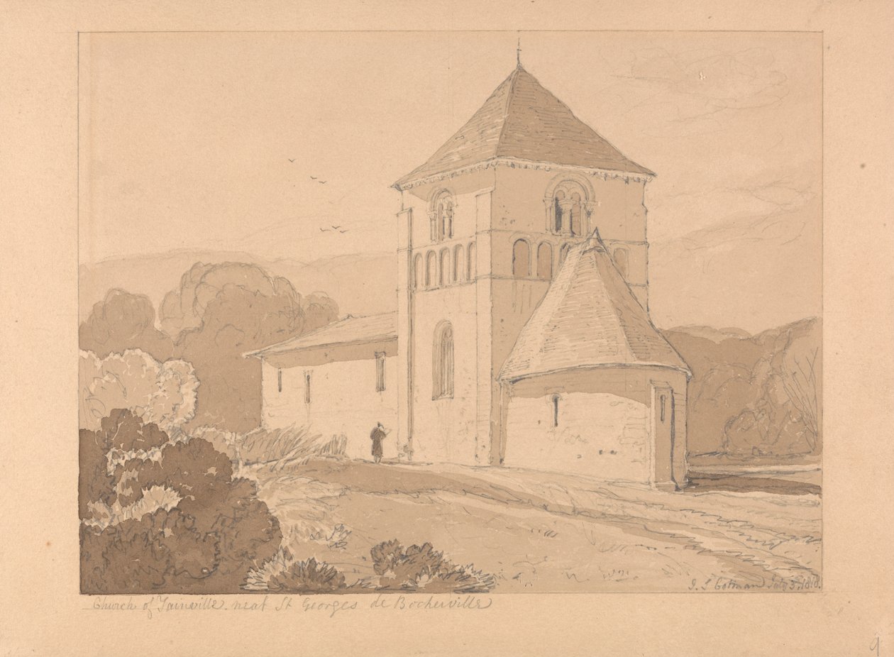 Chiesa di Yainville, vicino a Saint Georges de Bocherville, Normandia da John Sell Cotman