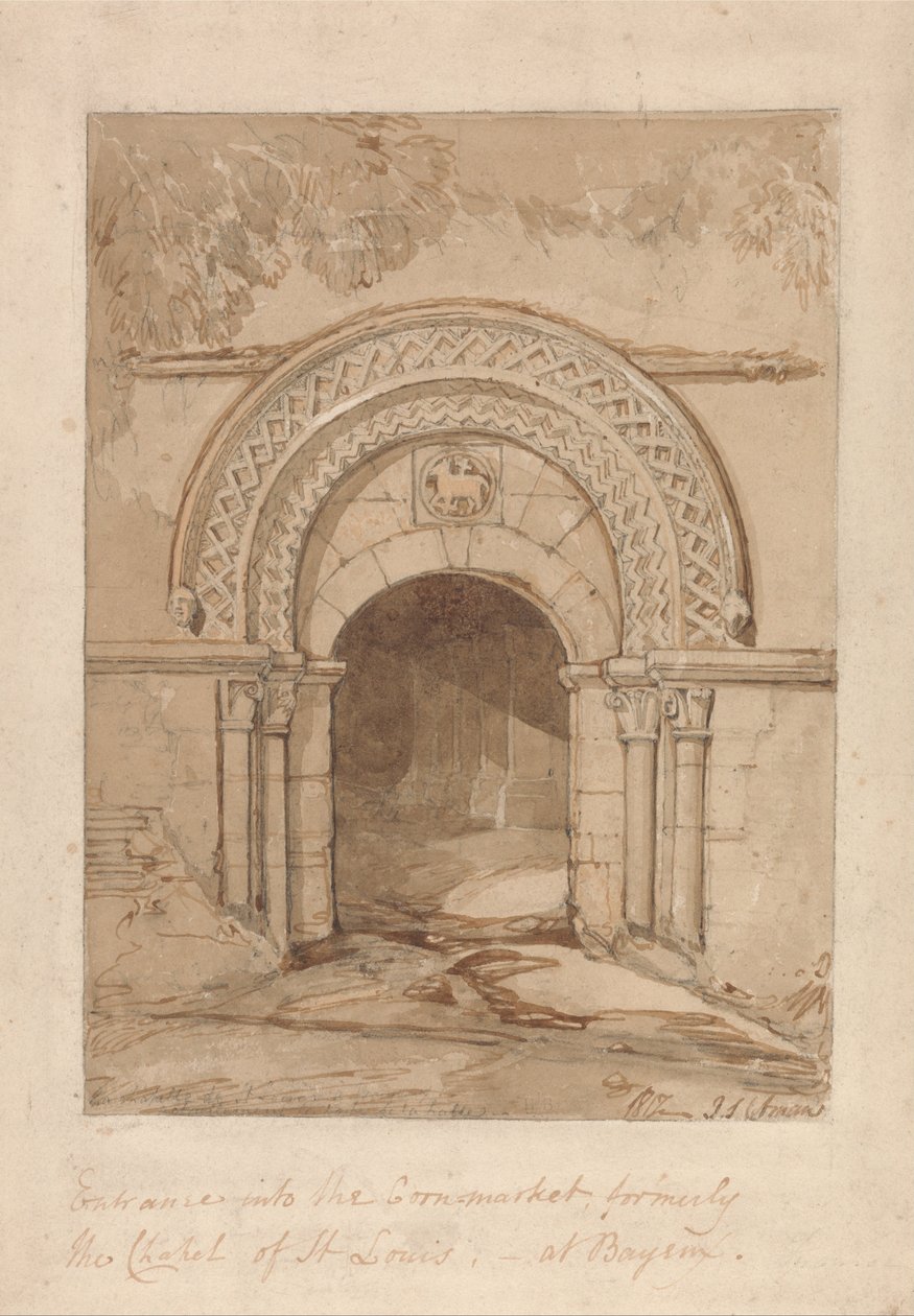 Ingresso del Cornmarket, ex cappella di San Luigi, a Bayeux da John Sell Cotman