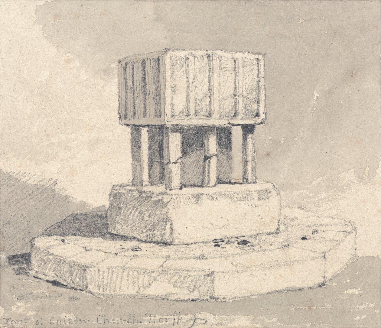 Fonte battesimale nella chiesa di Caister, Norfolk da John Sell Cotman