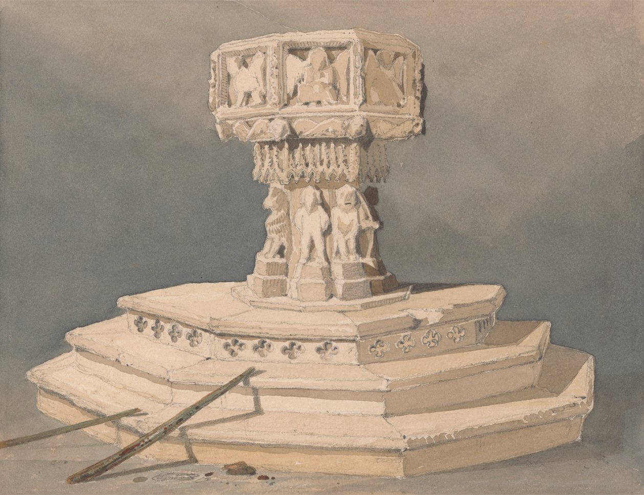 Fonte nella Chiesa di Happisburgh, Norfolk da John Sell Cotman