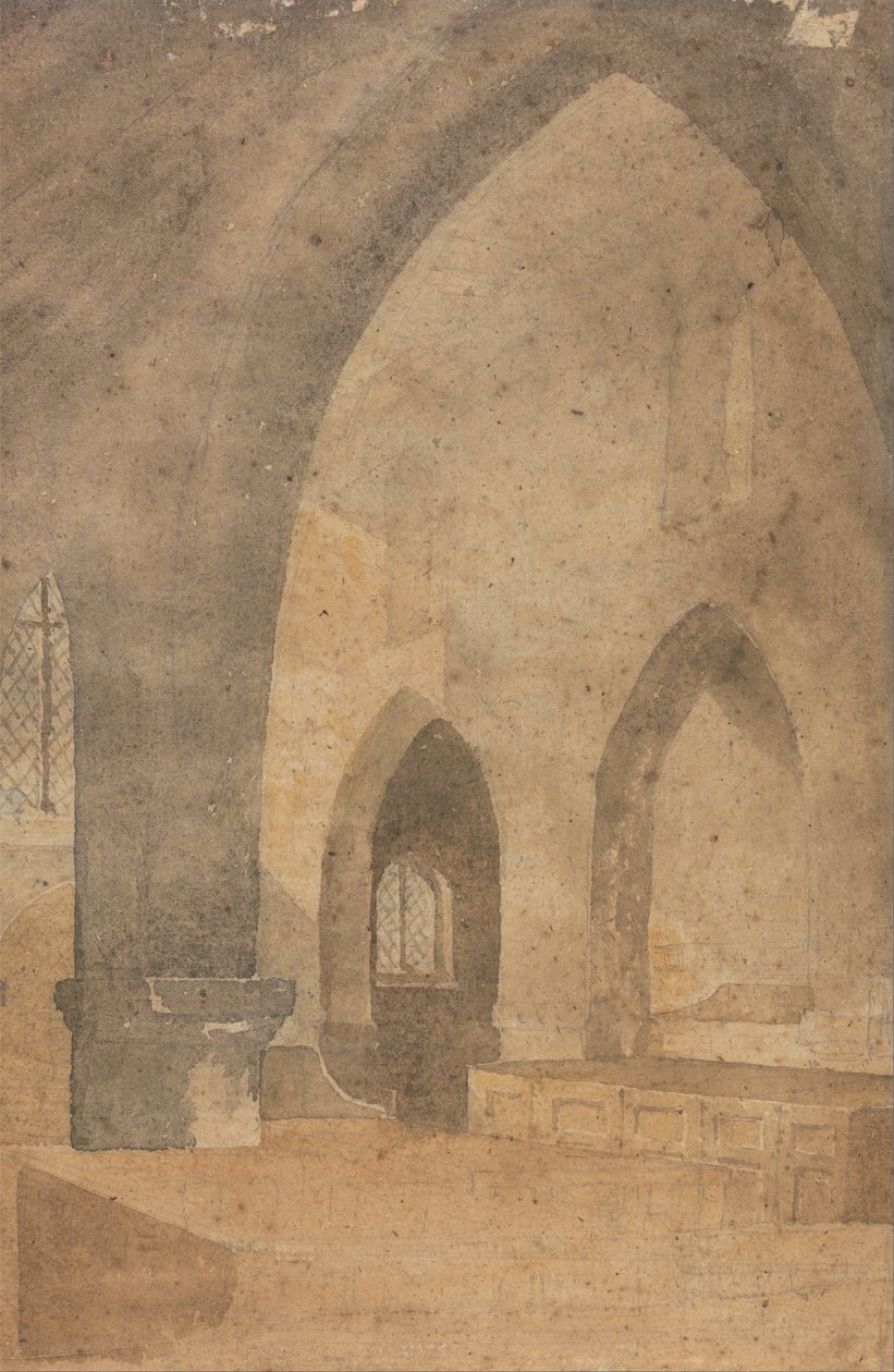 Interno di una chiesa, sguardo verso ovest dalla navata meridionale da John Sell Cotman