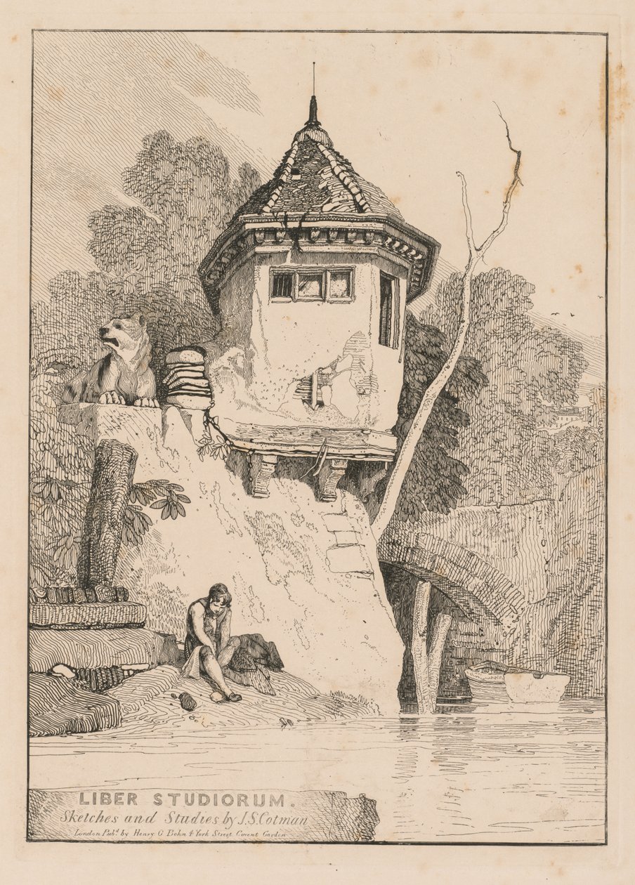 Liber Studiorum, Frontespizio, Vista di una casa giardino sulle rive del fiume Yare, 1838 da John Sell Cotman