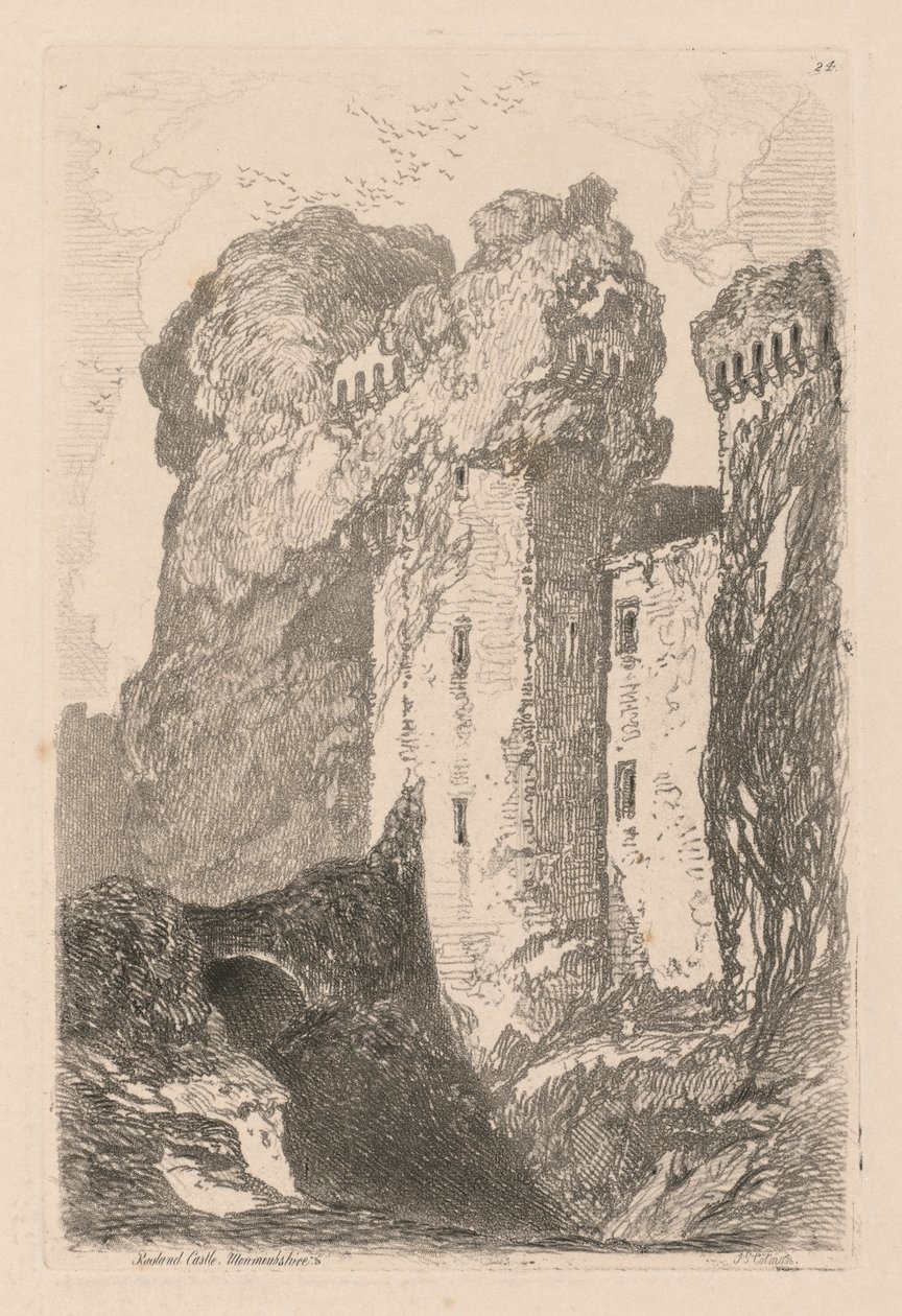 Liber Studiorum: Tavola 24, Castello di Ragland, Monmouthshire da John Sell Cotman
