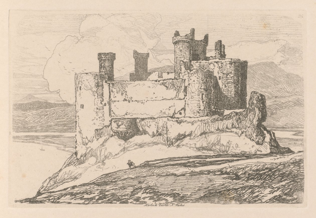 Liber Studiorum: Tavola 25, Castello di Harlech, Galles del Nord da John Sell Cotman