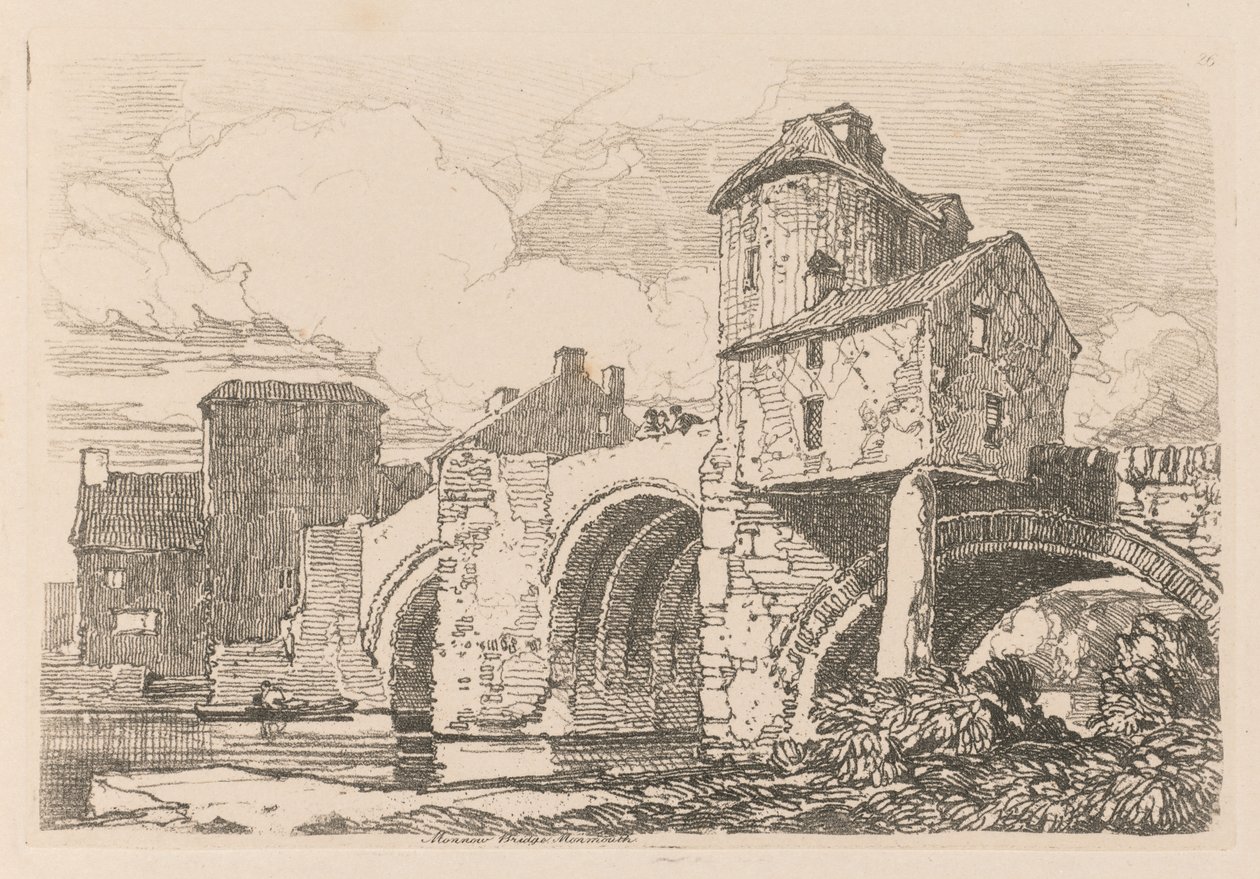 Liber Studiorum: Tavola 26, Monnow Bridge, Monmouthshire, 1838 da John Sell Cotman