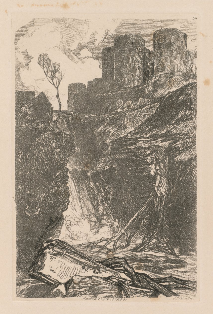 Liber Studiorum: Tavola 29, Castello di Harlech, Galles del Nord, 1838 da John Sell Cotman