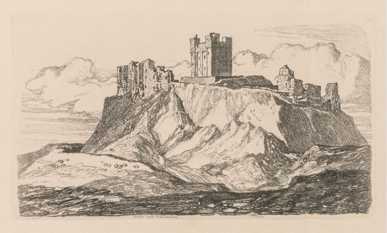 Liber Studiorum: Tavola 30, Castello di Bambro, Northumberland, 1838 da John Sell Cotman