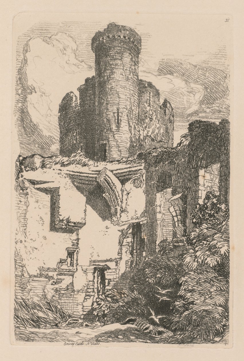Liber Studiorum: Tavola 31, Castello di Conway, N. Galles, 1838 da John Sell Cotman