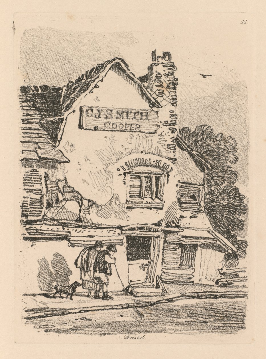 Liber Studiorum: Tavola 41, Casa a Bristol, 1838 da John Sell Cotman