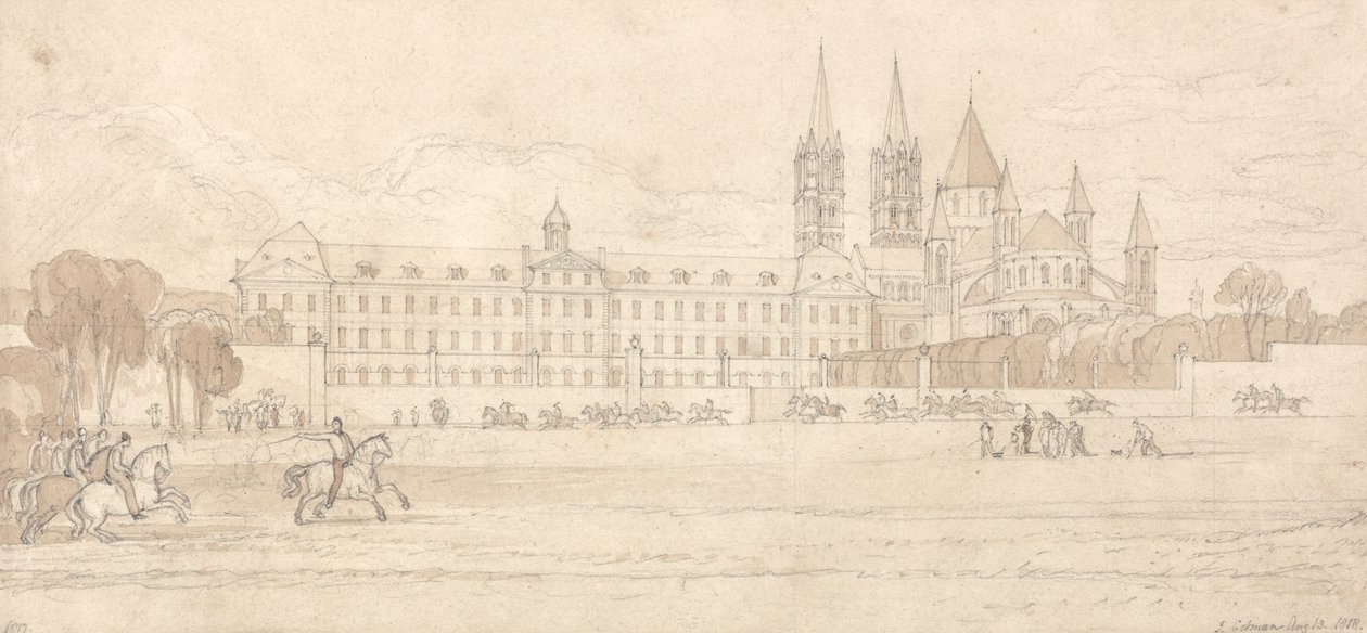 Scuola militare e chiesa abbaziale di St Stephen a Caen da John Sell Cotman